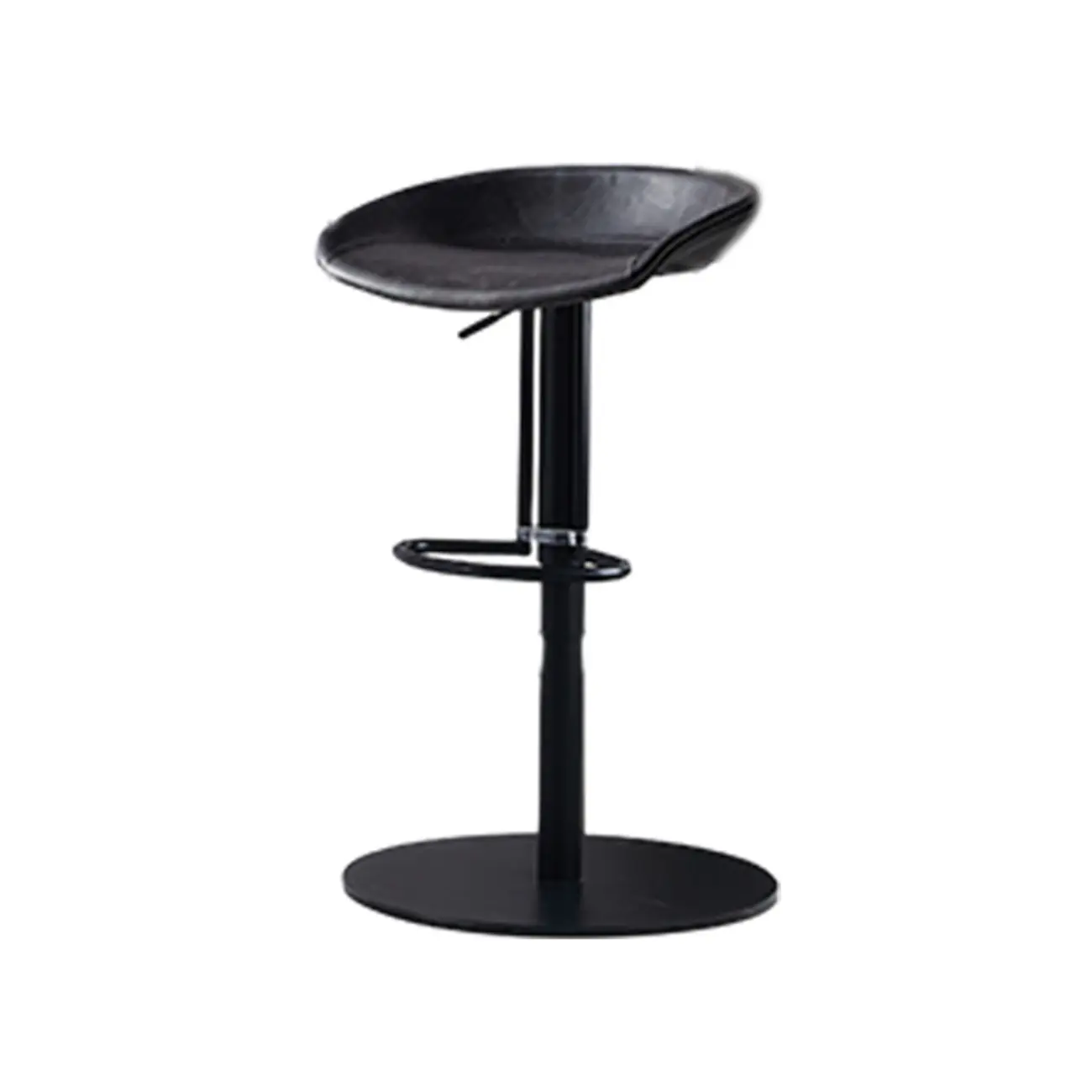 Adjustable Black Leather Saddle Swivel Bar Stools