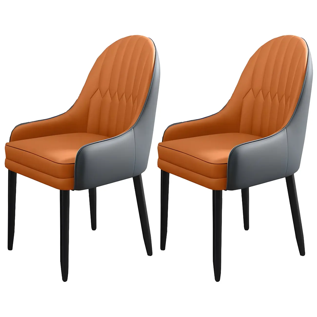 Modern Leather Upholstered Dining Chair with Arms