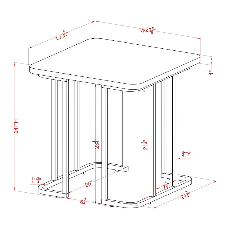 Square Faux Marble Side Table with Metal Base