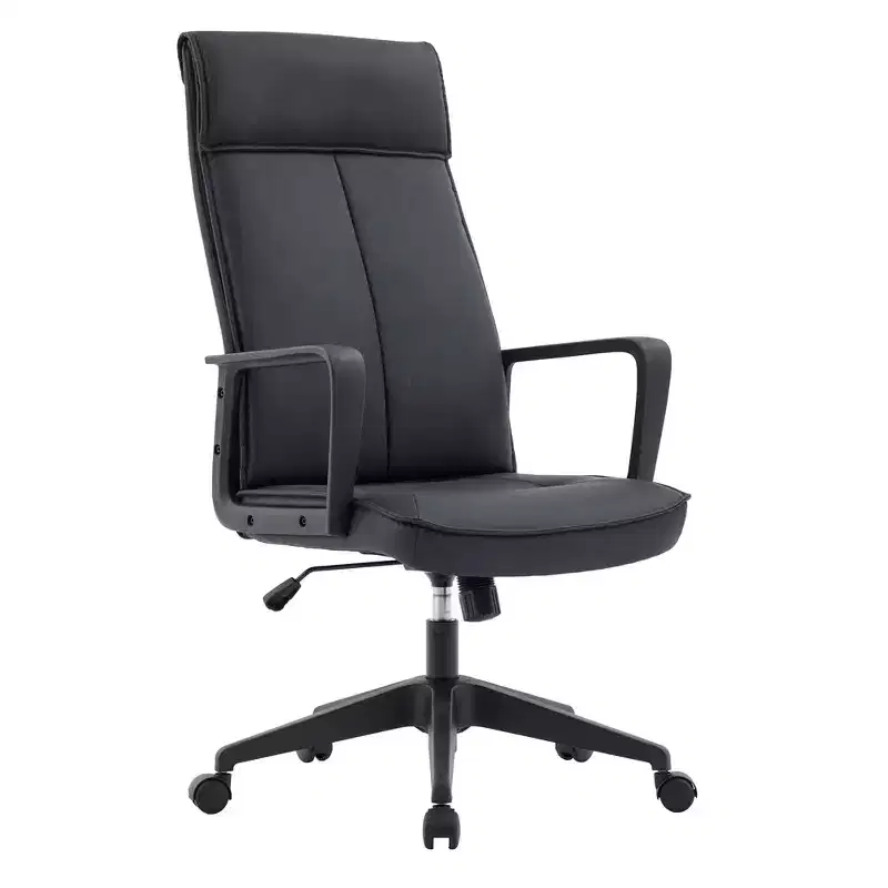 LeisureMod Aiaria Collection Leather High-Back Office Chair - Ergonomic Swivel & Tilt - Double Wheel Casters for Workspace
