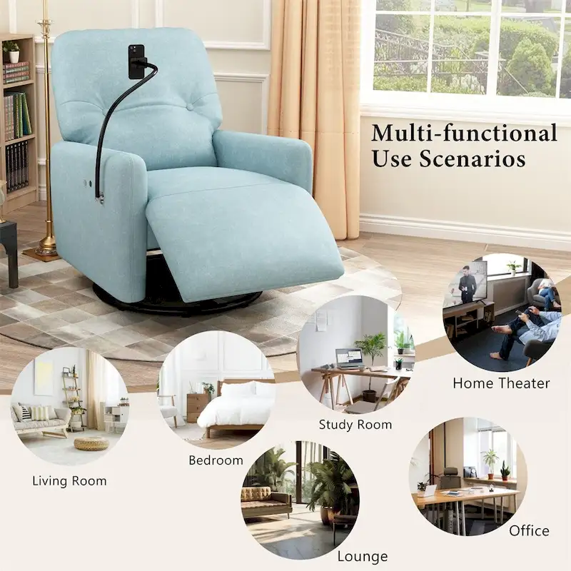 270 Degree Swivel Electric Recliner with a Phone Holder