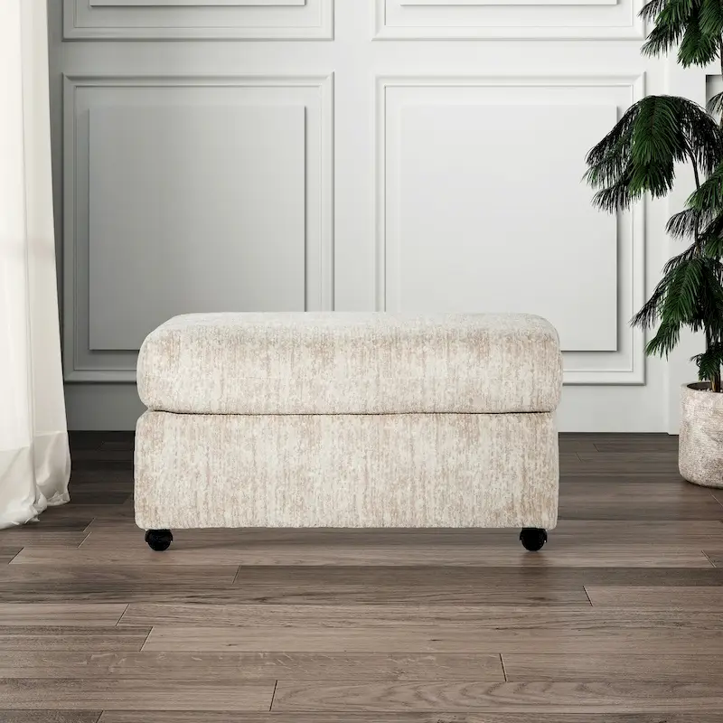 Roundhill Furniture Nason Living Room Ottoman, Parchment