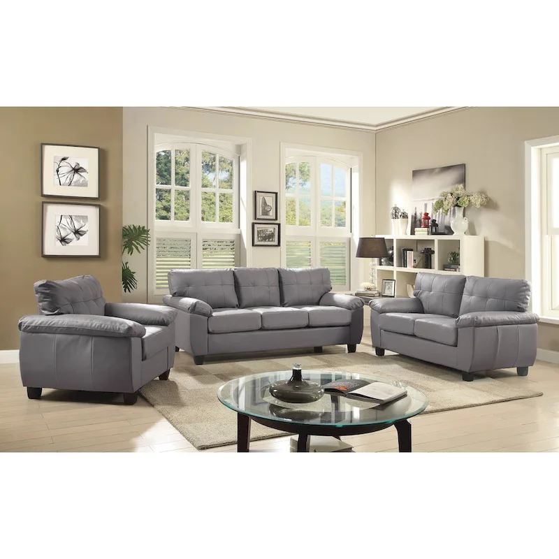 Gallant 78 in. W Flared Arm Faux Leather Straight Sofa - 33L x 78W x 35H