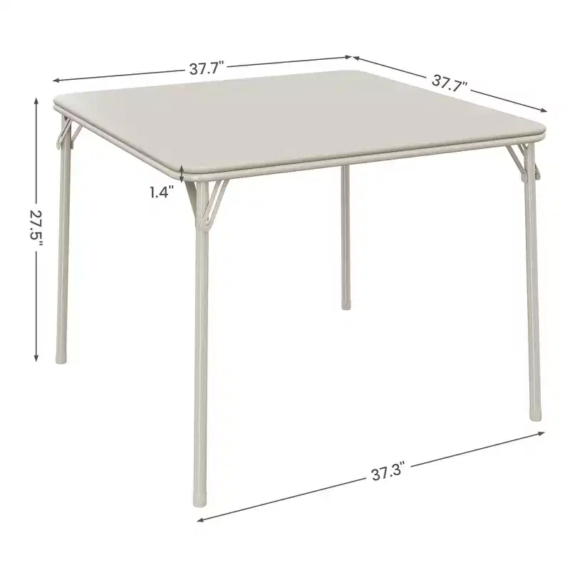 Folding dining table, 33-inch portable square game table, PU padded tabletop, suitable for family, parties, picnics, and games.