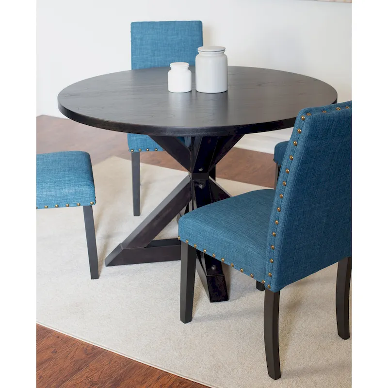 Roundhill Furniture Mytzi 5-piece Dining Set, Cross-Buck Dining Table with 4 Stylish Chairs