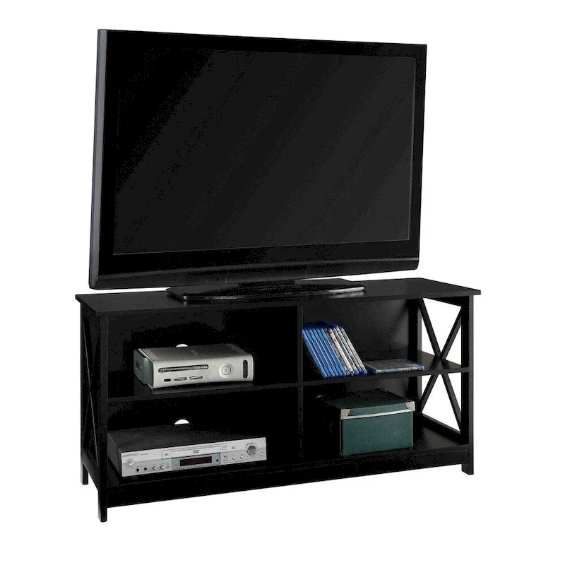Black / White / Espresso / Grey / Cherry Black – X-Frame 5-Shelf TV Stand, Fits TVs up to 55