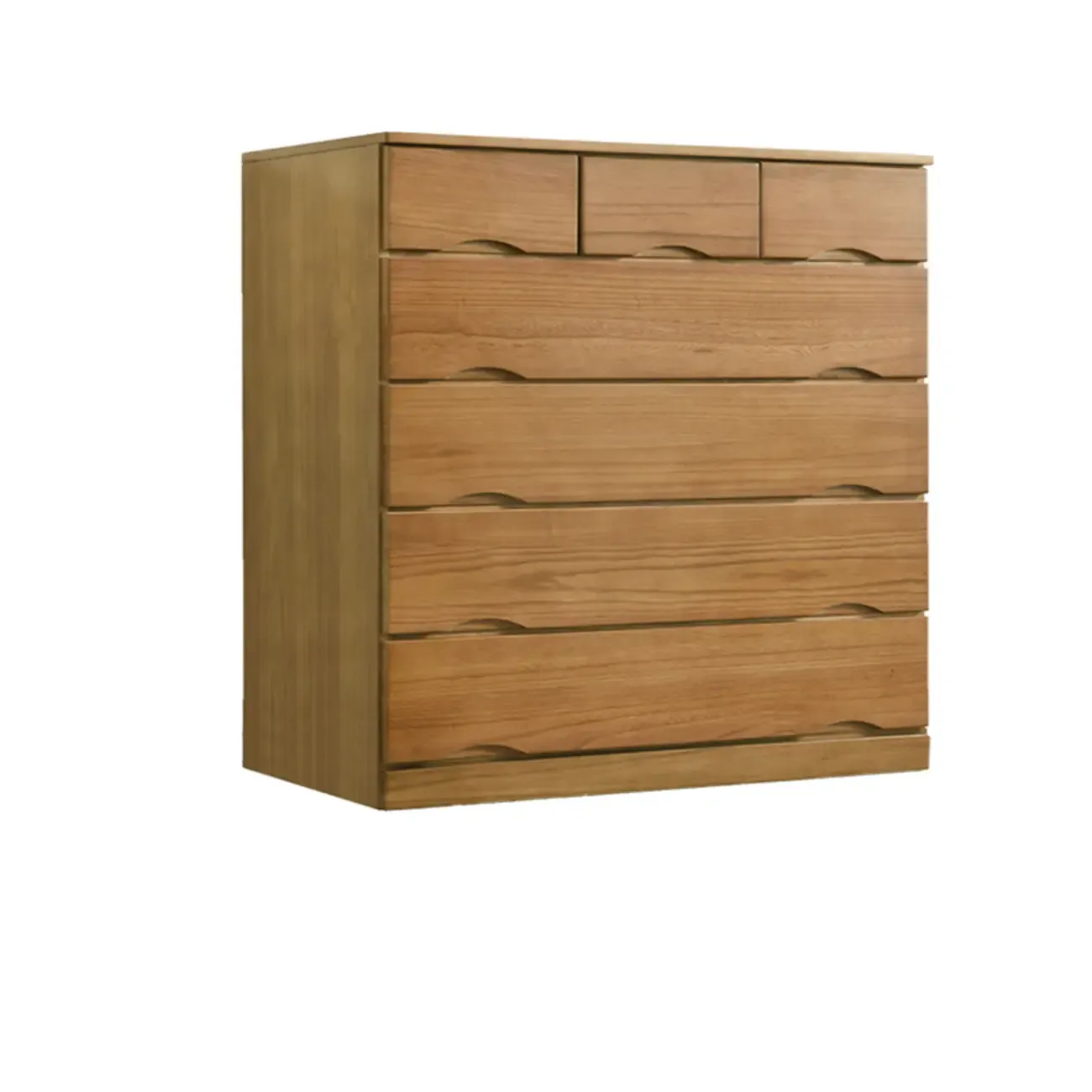 Natural Wood Double Dresser with Lockable Drawer