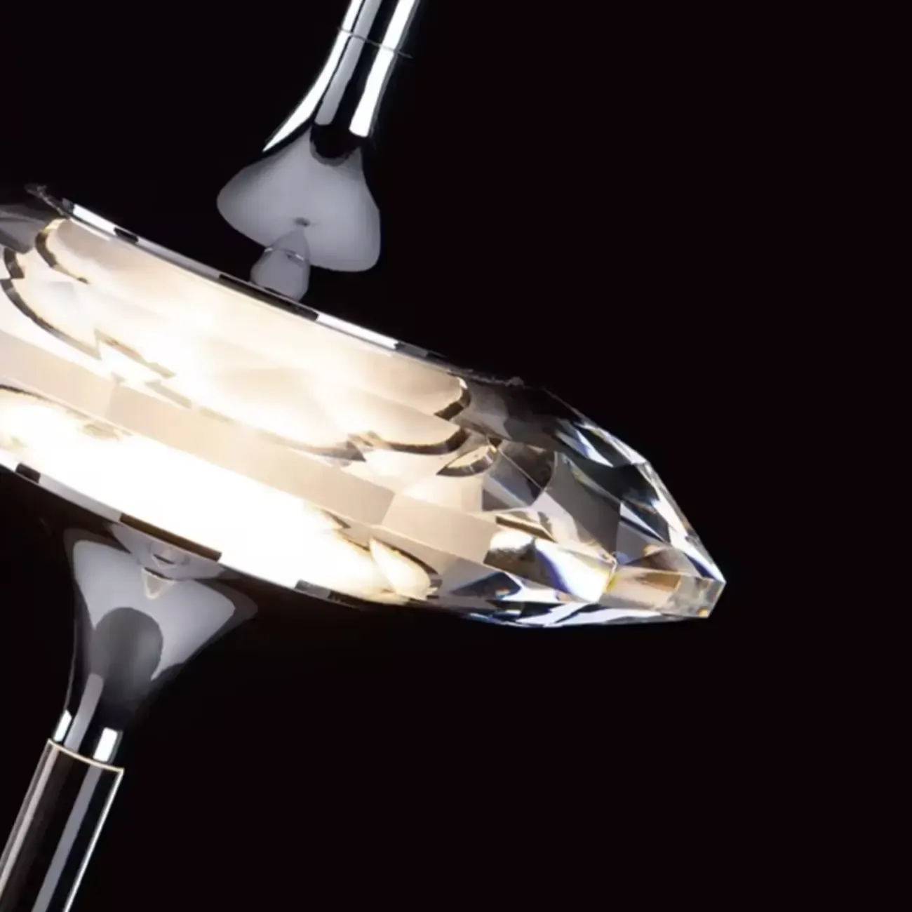 Modern Silver Metal Geometric Crystal Pendant Light