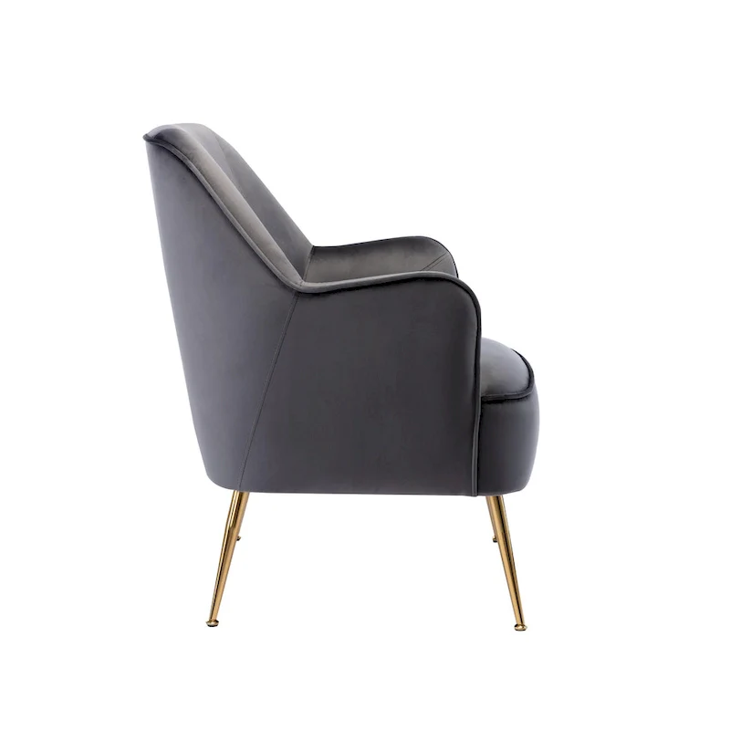 Velvet Upholstered Accent Chair with Gold Chrome Legs