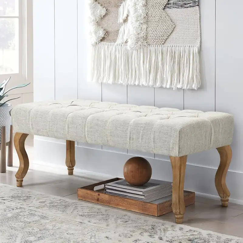 Upholstered Tufted Ottoman Bench