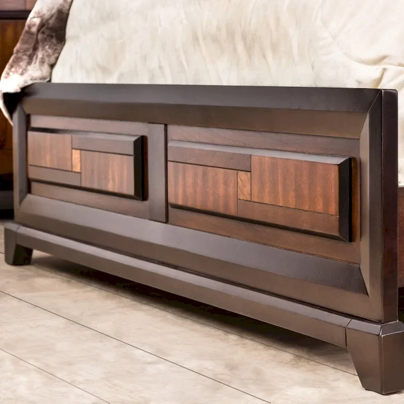 Furniture of America Wigh Rustic Walnut Solid Wood Panel Bed