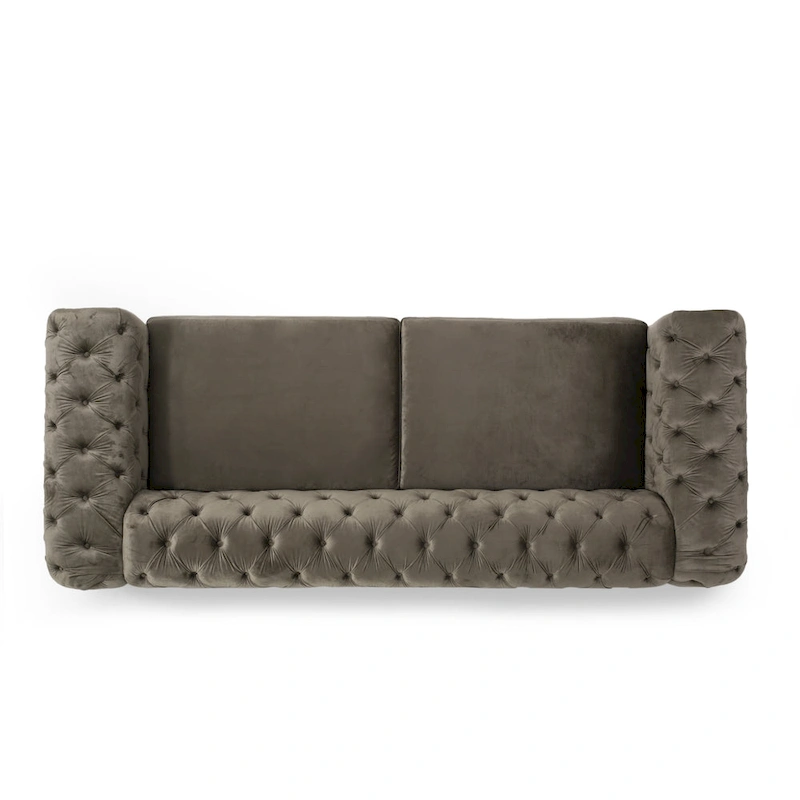 Keyser Modern Glam Tufted Velvet 3 Seater Sofa by Christopher Knight Home - 83.75 L x 34.50 W x 27.25 H