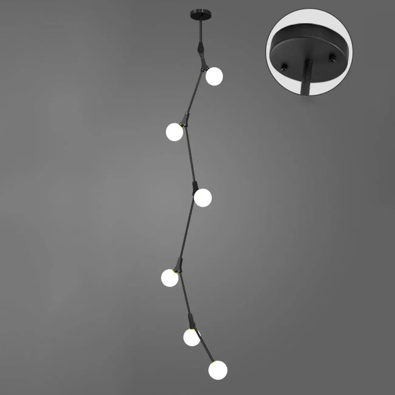 Modern Gold Branch Globe Glass Downrod Stairwell Chandelier