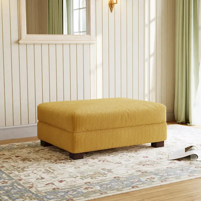 Modern Corduroy Fabric Oversized Accent Ottoman