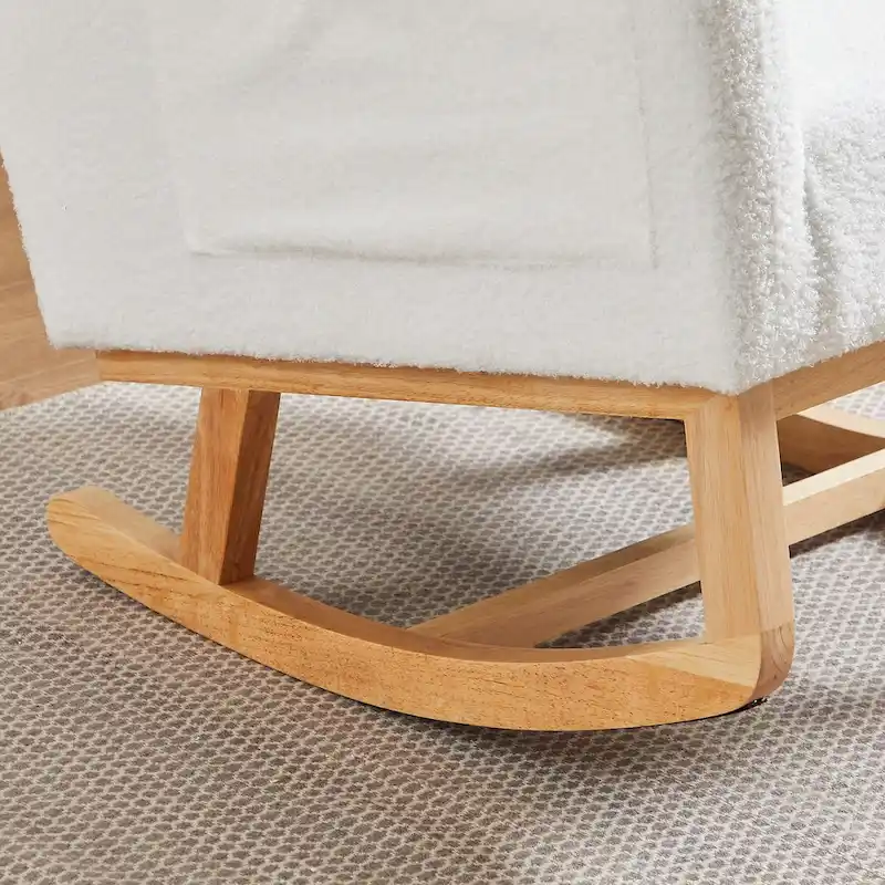 Modern Accent High Backrest Living Room Lounge Arm Rocking Chair, Two Side Pocket