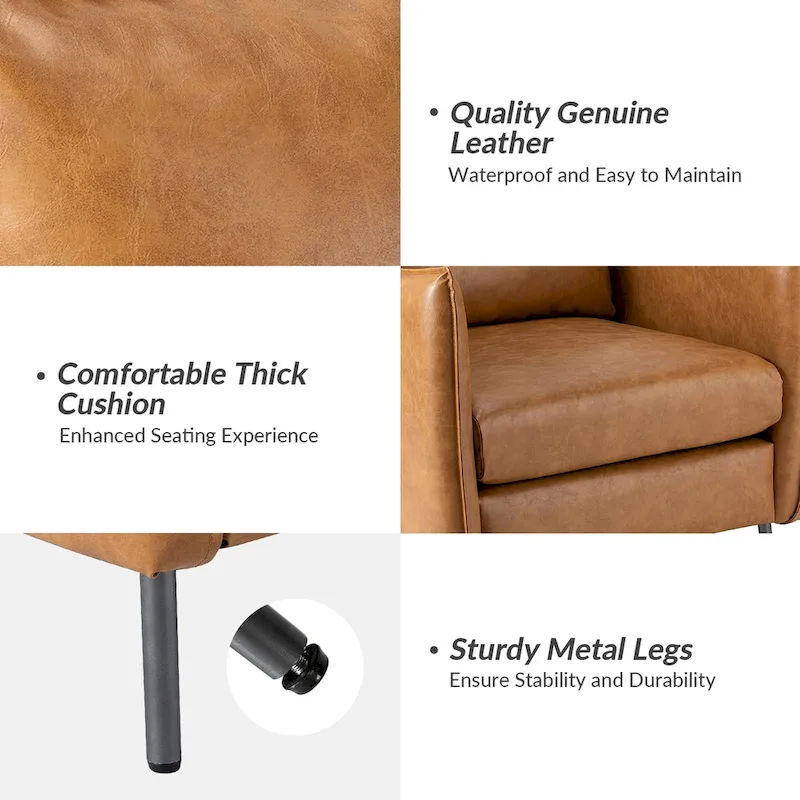 Jaime Modern Vegan Leather Accent Chair with removable Cushion by HULALA HOME