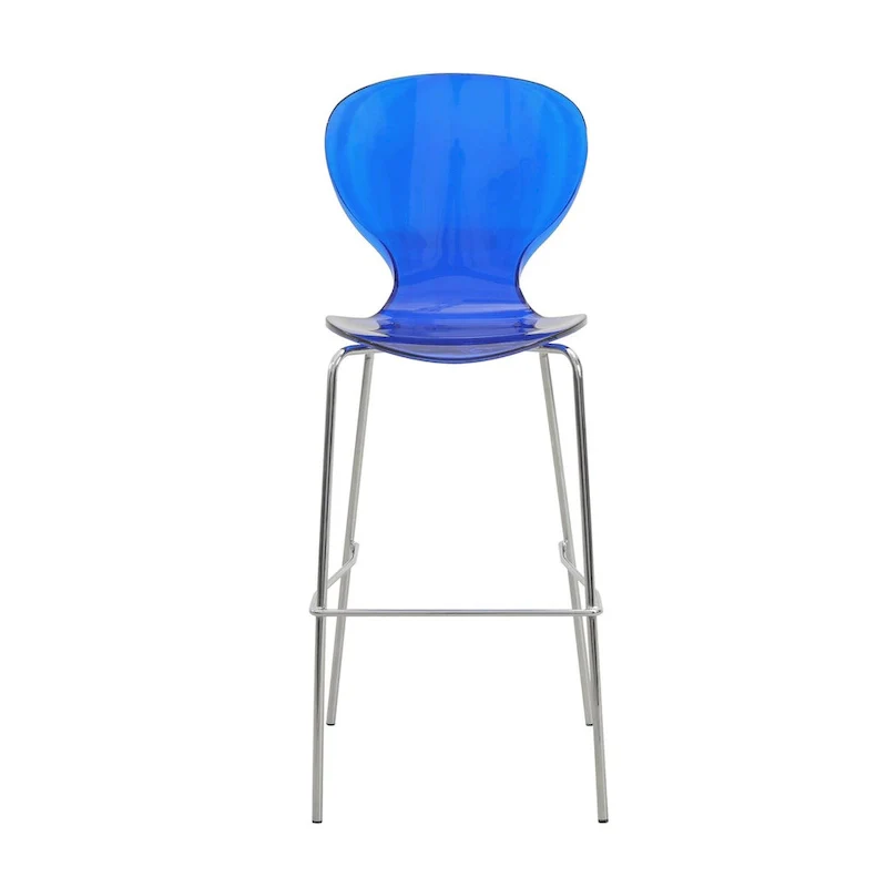 Acrylic Barstool with Steel Frame in Chrome Finish Oyster Series Set of 2