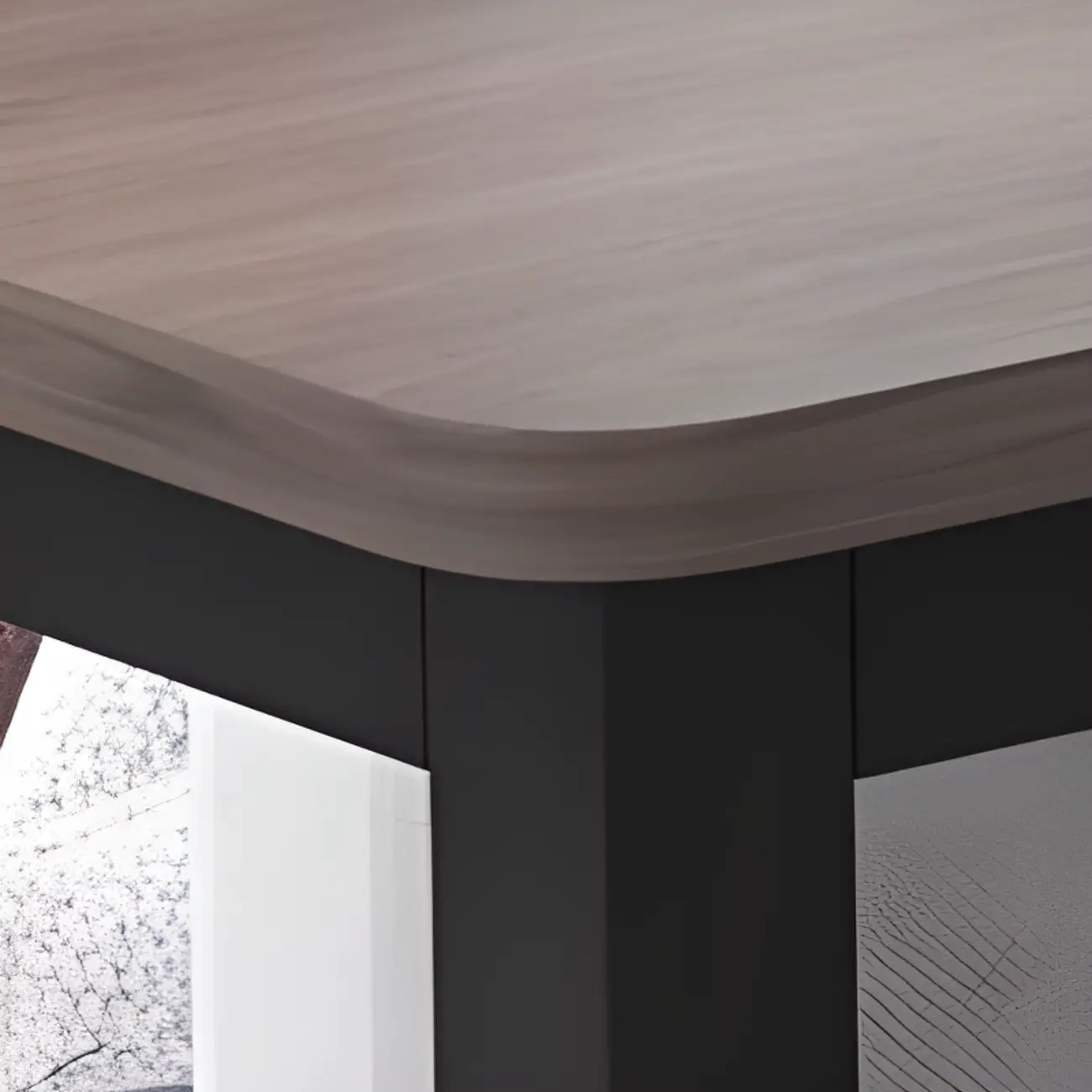 Rectangle Round Edge Wooden Bar Table Metal Base with Shelf