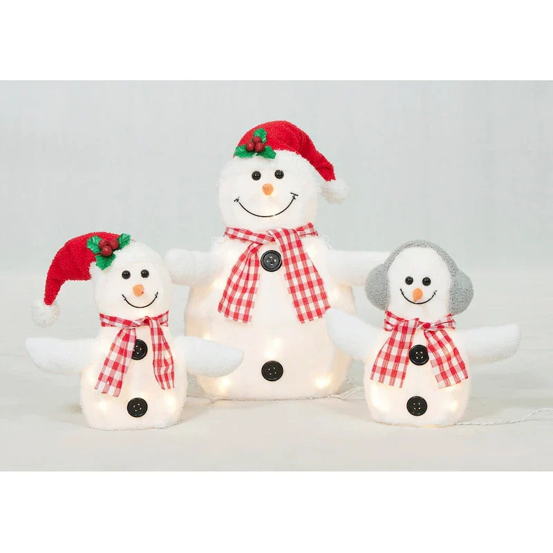 Set of 3 UL Plush Snowman Family Sculpture