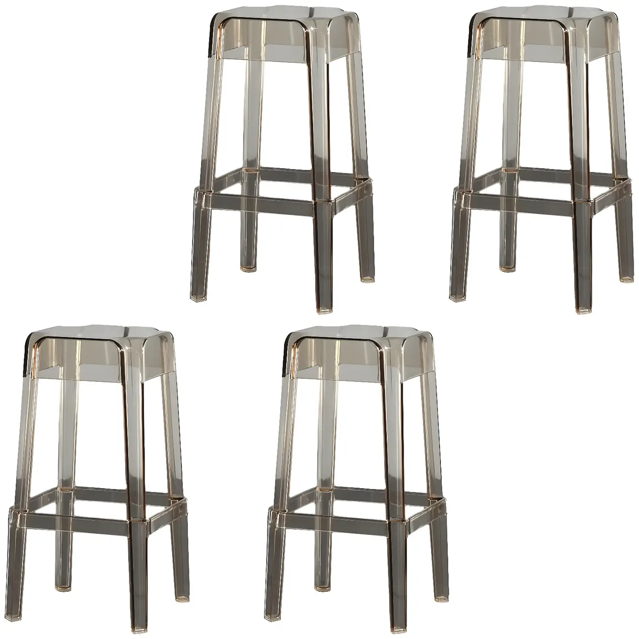 Modern Acrylic Four Legs Square Counter Bar Stool