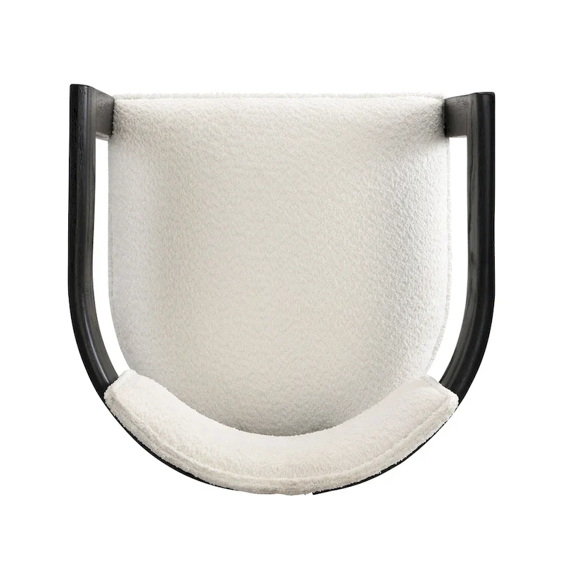 Bouclé Fabric Dining Chair with Armrests – Black & Beige / Light Ash & Beige / Walnut & Beige, Modern Style, Single