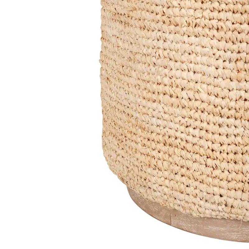 Handwoven Natural Raffia Ottoman Accent Table by East at Main