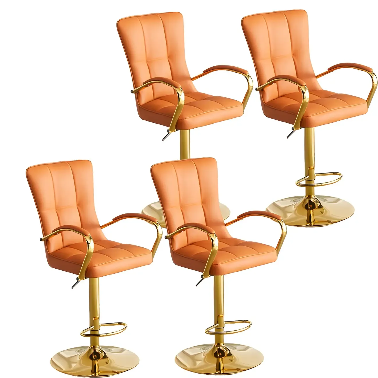 Glam Leather Adjustable Bar Stools with High Back