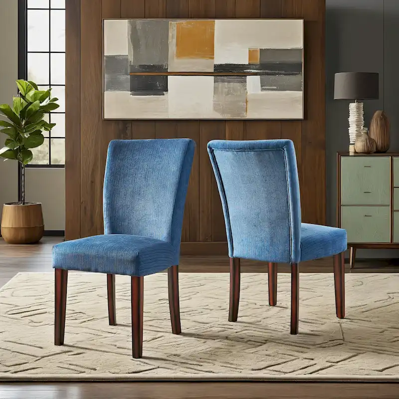 Chenille Upholstered Dining Chairs Set of 2 - Espresso Legs