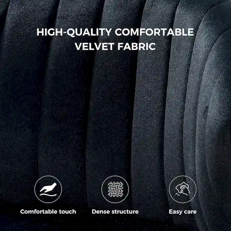 Velvet Upholstered Tufted Back Dining Chair with Metal Legs