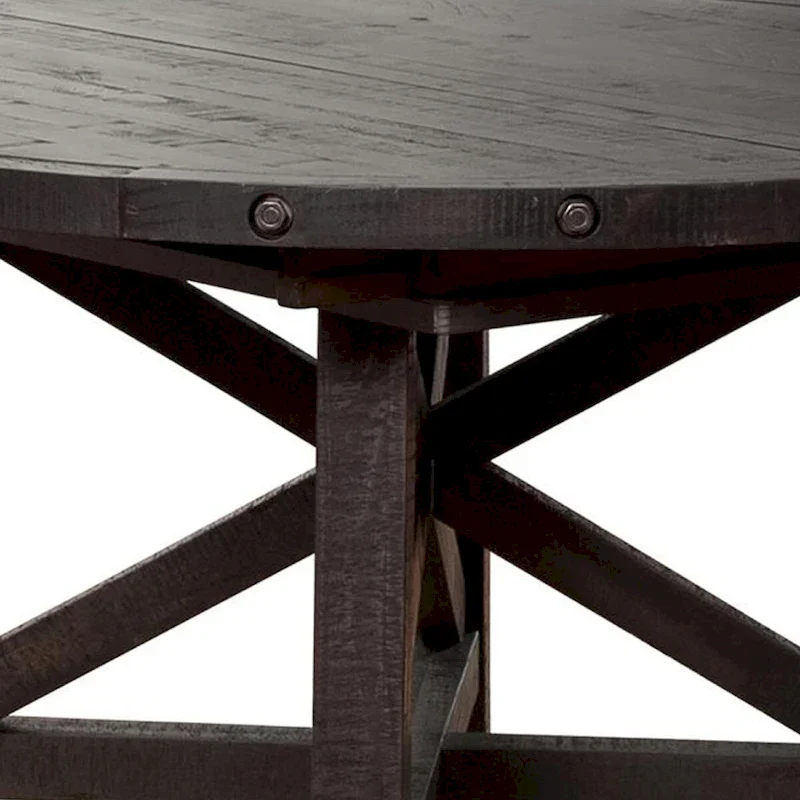 Liu 54 - 72 Inch Round Dining Table, Acacia Wood, Extendable, Dark Brown