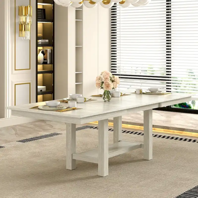 94-Inch Modern Solid Wood Rectangular Extendable Dining Table