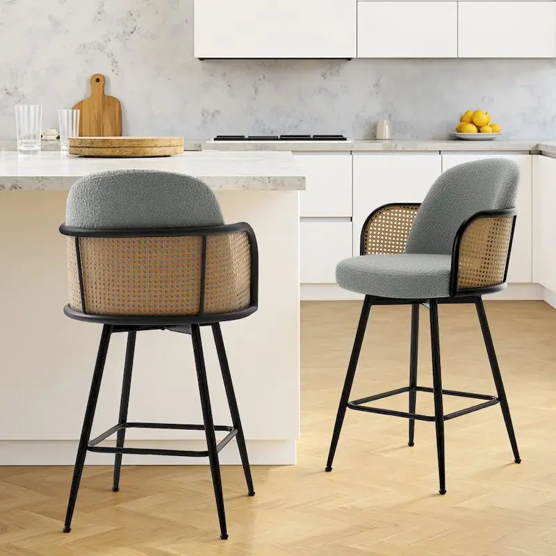26-Inch Fabric Upholstered Swivel Counter Height Bar Stools - 38.2 H x 21.5 W x 23.2 D