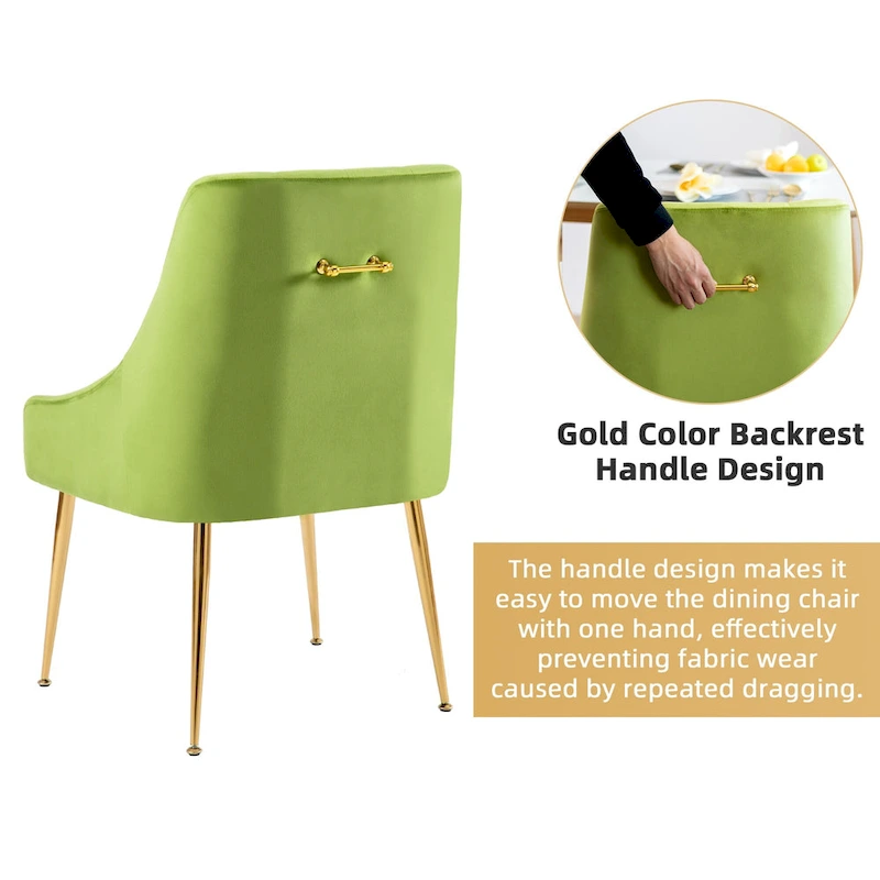 XINMICS Mid-Century Modern Velvet Dining Chair, Upholstered Parsons Chair, Set of 2