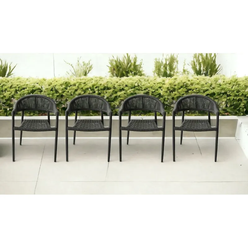 Set of Four 22  Gray Aluminum Outdoor Arm Chair