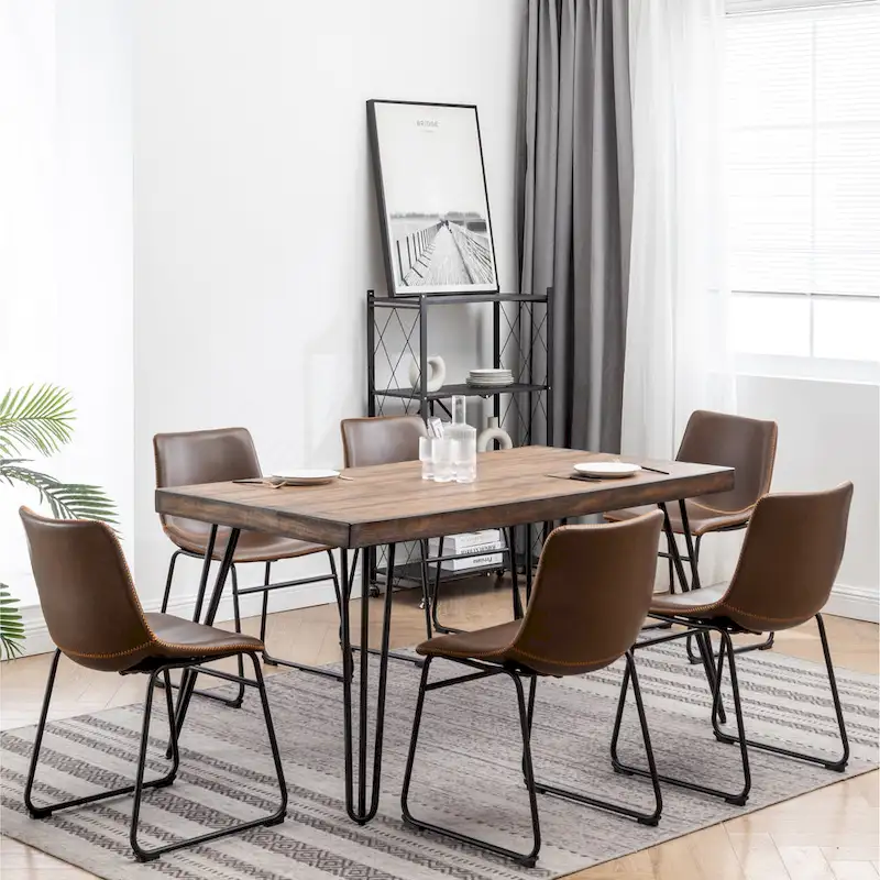 Roundhill Furniture Aryven Industrial 7-Piece Dining Set