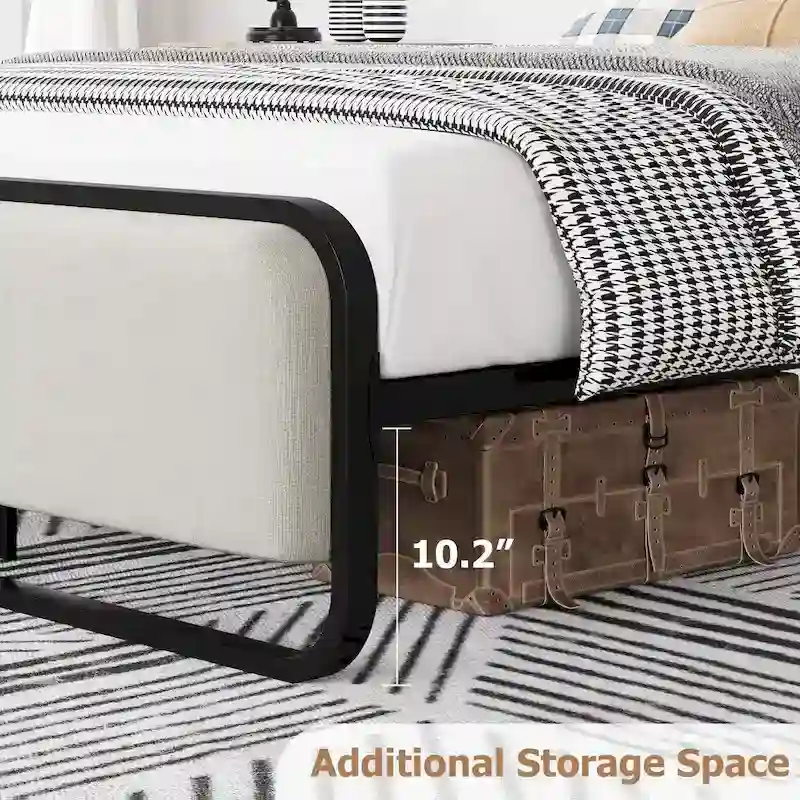 Bed Frame with Upholstered Headboard and Footboard