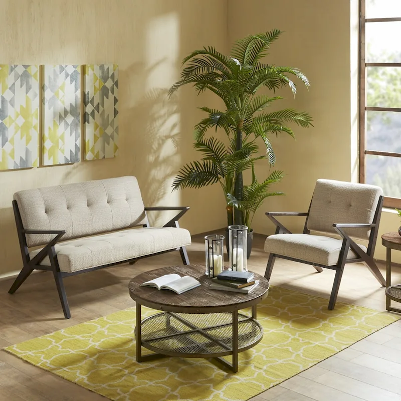 Rocket Upholstered Arm Chair with Angled Wood Frame