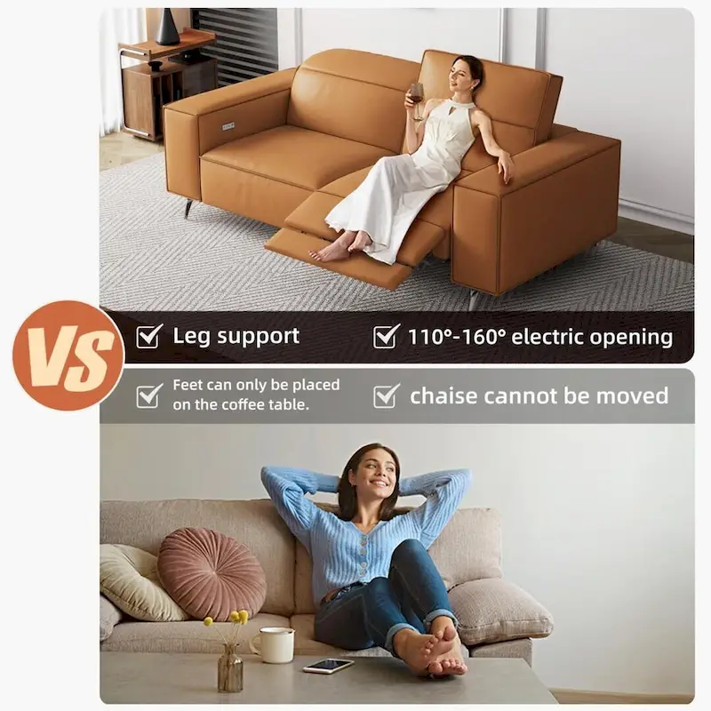 76.77  Modern Leather Recliner Sofa, Power Reclining, Adjustable, Ergonomic Design, Living Room Furniture