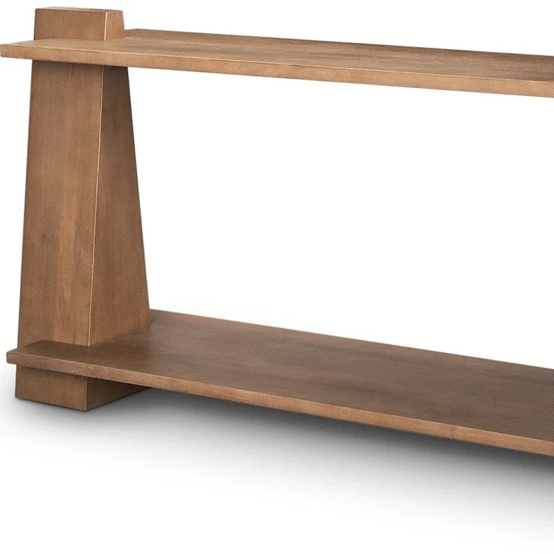 HomeRoots 67 Brown Solid Wood Solid Console Table With Shelf - 67' X '30' X '15.5