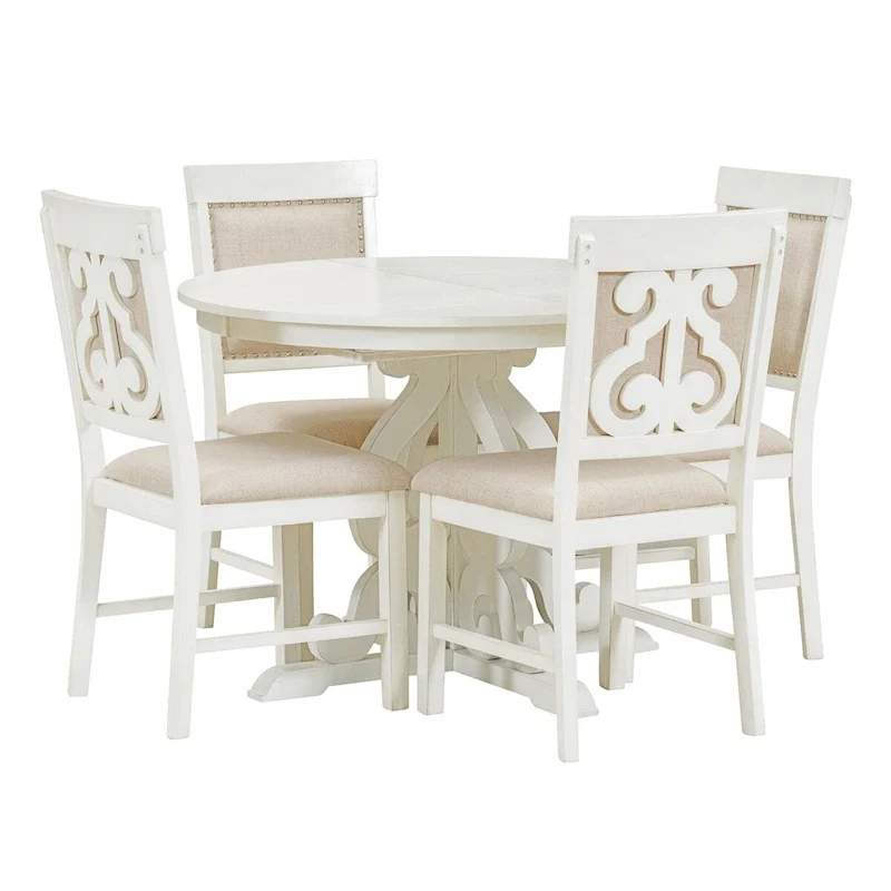 5-Piece Retro Functional Dining Set 1 Extendable Table