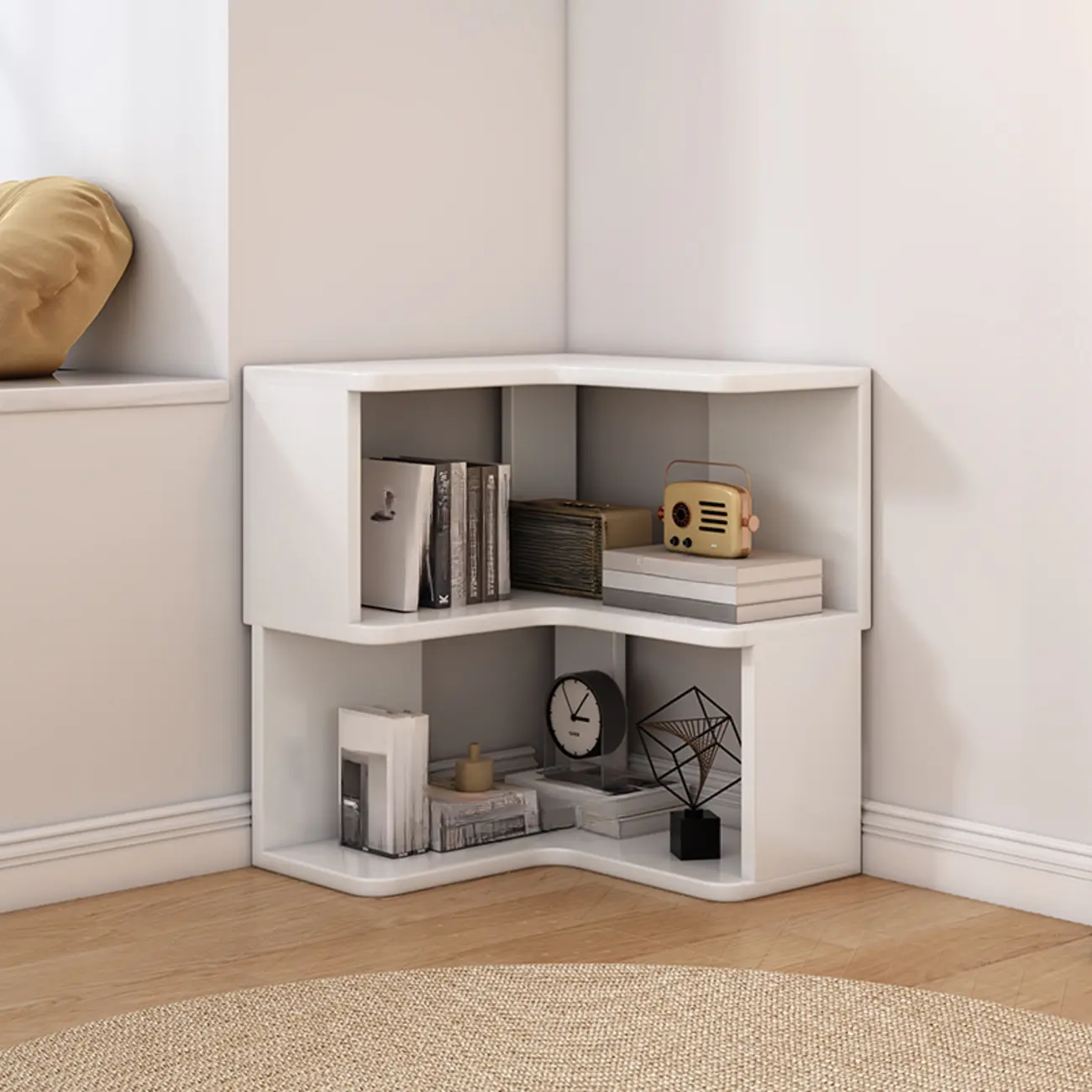 Living Room Open Back Deep Corner Wood Bookcase