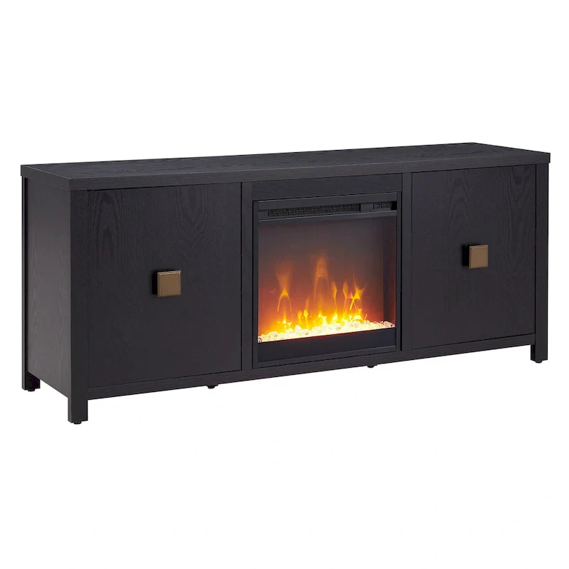 TV Stand with Electric Fireplace - Gray/Black/Brown, 58