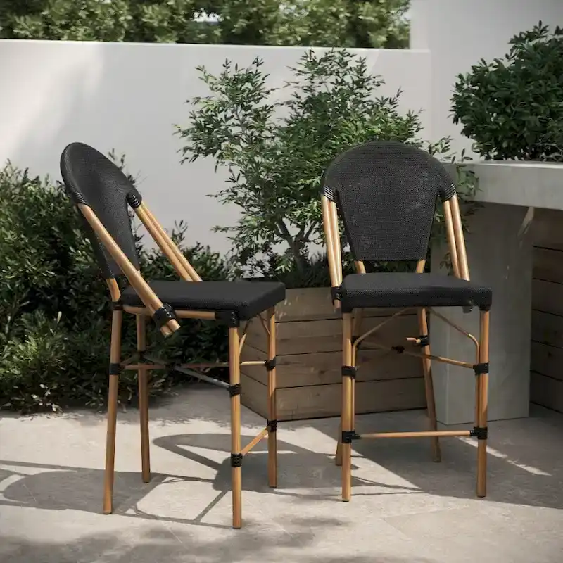 2PK Stacking Bistro Chair with Metal Frame & PE Seat