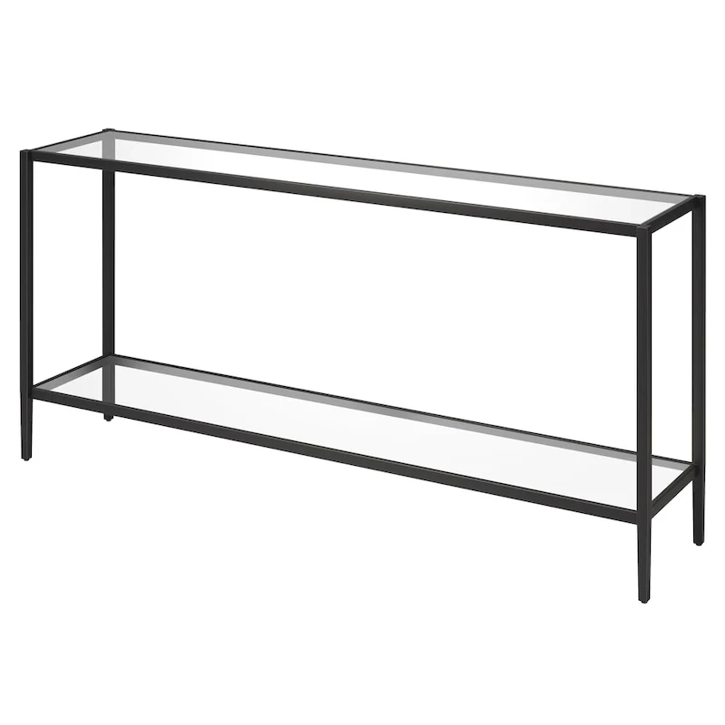 Hera 64 Wide Rectangular Console Table with Glass Shelf - 64 Wide