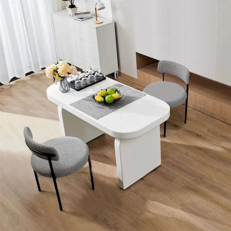 Upholstered Modern Mid Century Round Dining Chairs - Set of 2