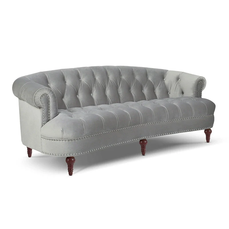La Rosa 84 Mid-Century Modern Velvet Upholstered Chesterfield Tufted Sofa