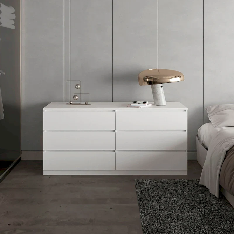 Black / White / Light Gray / Light Oak — 6-Drawer Dresser, 1-Person