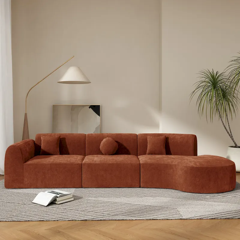 Christopher Knight Home- Buker Curved Polyester Sectional Sofa