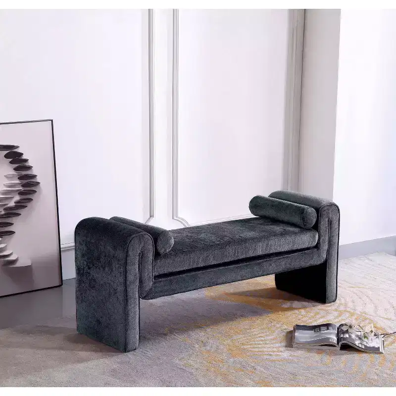 Manhattan Comfort 59" Concord Modern Chenille Upholstered Bench