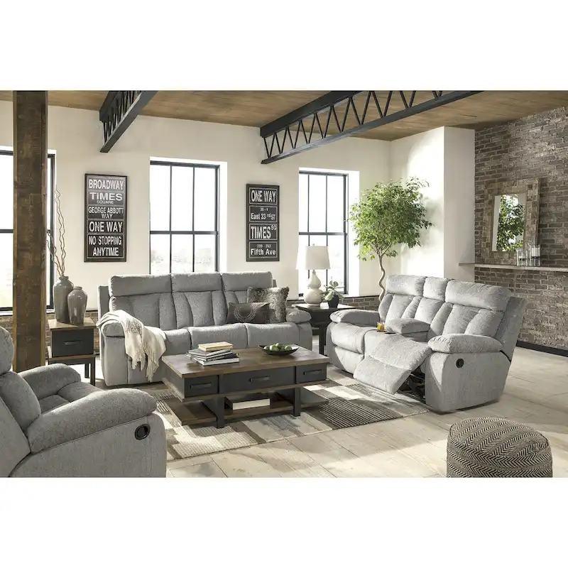 Mitchiner Reclining Loveseat with Console Fog